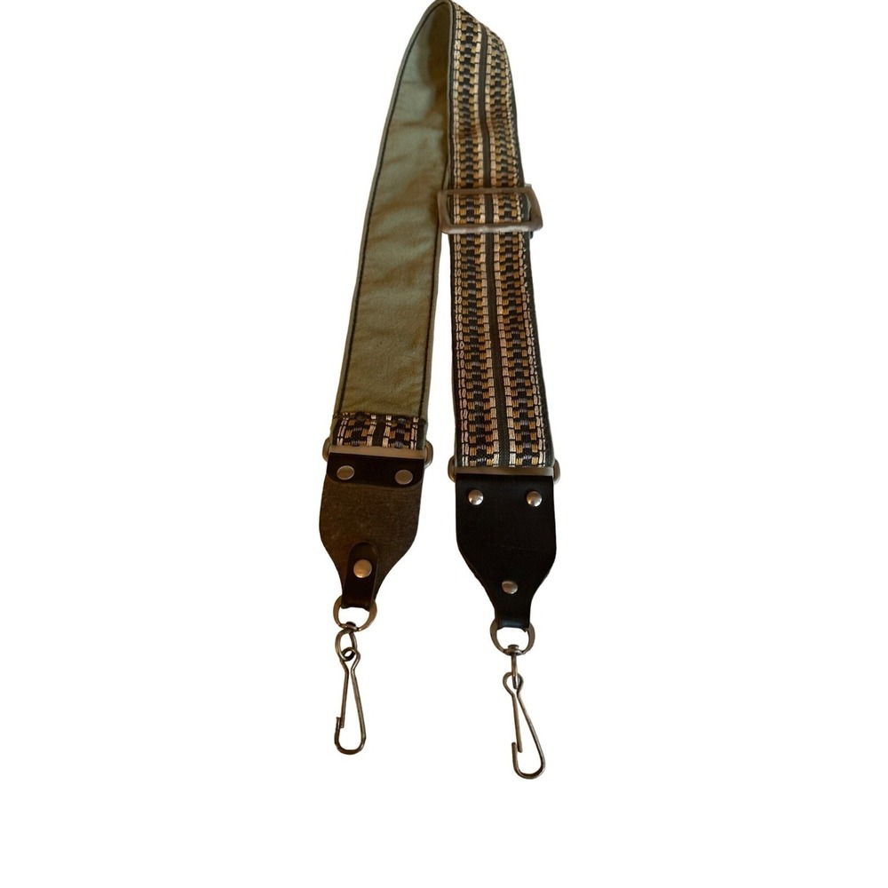 Adjustable Olive Green & Black Woven Strap With Metal‎ Clasps For Bags Or Camera